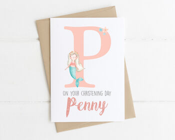 Personalised Christening Card Mermaid, 2 of 4