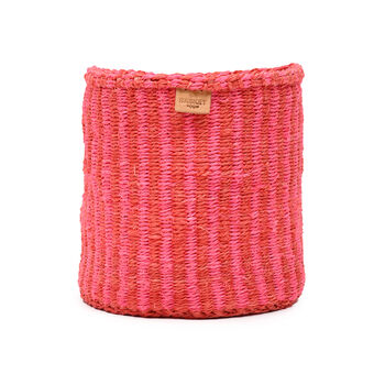 Kiwanda: Red And Pink Pinstripe Woven Storage Basket, 3 of 9