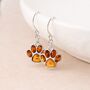 Sterling Silver Baltic Amber Paw Print Drop Earrings – 15mm, thumbnail 1 of 7