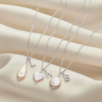 Diamond Letter And Teardrop Freshwater Pearl Necklace, 4 of 7