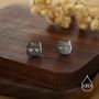 Sterling Silver Black Rhodium Coated Cat Earrings, thumbnail 4 of 12