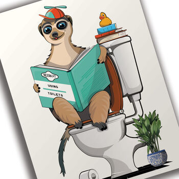 Meerkat On The Toilet, Funny Toilet Art, 3 of 9