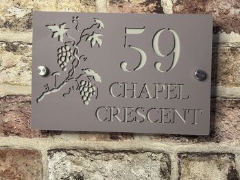 Personalised Grape And Vine Design House Sign Acrylic, 3 of 8