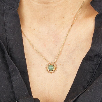 Gold Vermeil Plated Aventurine Healing Stone Necklace, 3 of 5