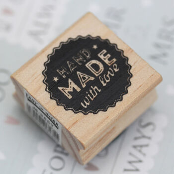 'Hand Made With Love' Wooden Rubber Stamp, 2 of 4
