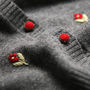 Rosebud Embroidered Girls' Cashmere Cardigan, thumbnail 6 of 7