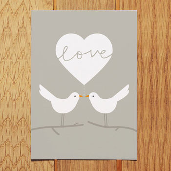 Love Doves Postcard Grey, 2 of 3