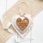 Lace Anniversary Heart With Oak Wood Heart Message, thumbnail 4 of 4