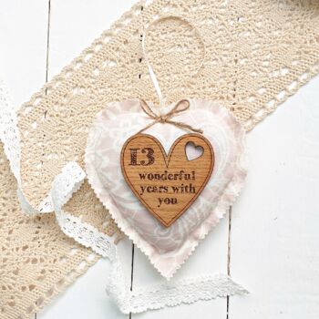 Lace Anniversary Heart With Oak Wood Heart Message, 4 of 4