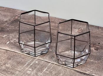 Set Of Two Black Window Pane Tumbler Glasses, 2 of 4