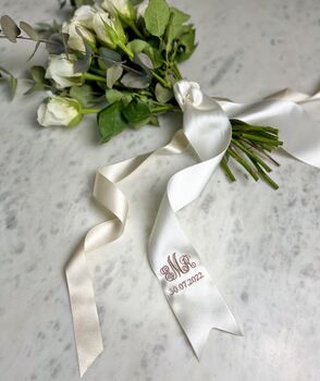 Embroidered Wedding Flowers Bouquet Ribbon, 4 of 6
