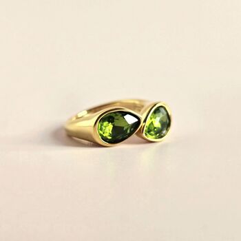 14ct Gold Plated Double Gemstone Ring, 5 of 9