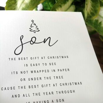 Personalised Handmade Christmas Card For Special Son, 3 of 4