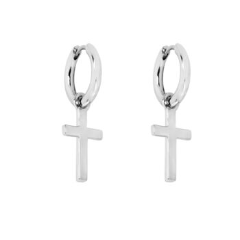 Gold Plated Cross Dangle Earring For Men, 8 of 9