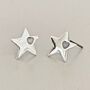 Silver Plated Star Earrings With Heart Insert, thumbnail 1 of 5