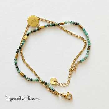 Earth And Gold Double Layered Green Jasper Bracelet, 3 of 7