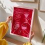 Cheers Cocktails Pink And Red Print, thumbnail 4 of 4