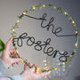 Personalised Green Leaf Family Fairy Light Wreath, thumbnail 2 of 3