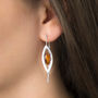 Sterling Silver Designer Amber Drop Earrings, thumbnail 2 of 4