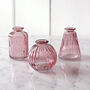 Pink Glass Bud Vases Set Of Three, thumbnail 2 of 3