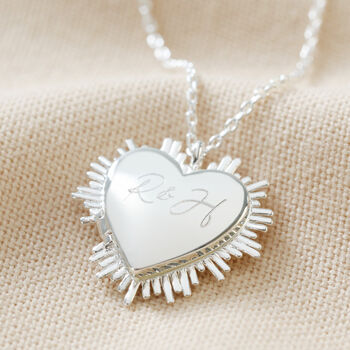 Personalised Heart Sunburst Locket Necklace, 10 of 12