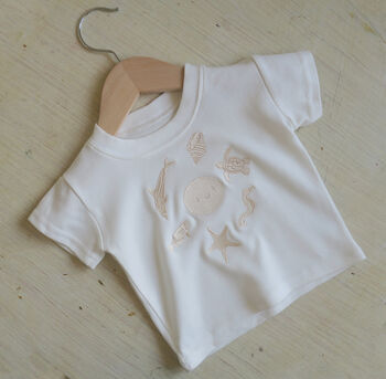 Organic Kids Embroidered Beachy T Shirt, 3 of 3