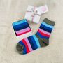Pair Of Eco Friendly Stripy Ladies Socks ~ Boxed, thumbnail 1 of 6