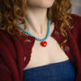 Turquoise Bead And Red Heart Necklace, thumbnail 8 of 8
