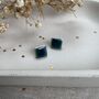 Green Blue Crackle Glaze Ceramic Square Studs, thumbnail 4 of 9