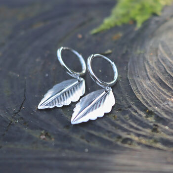 Leaf Earrings Sterling Silver Nature Inspired Jewellery, 4 of 5