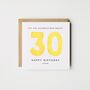 Personalised 30th Birthday Card *Age/Colour Options, thumbnail 1 of 4