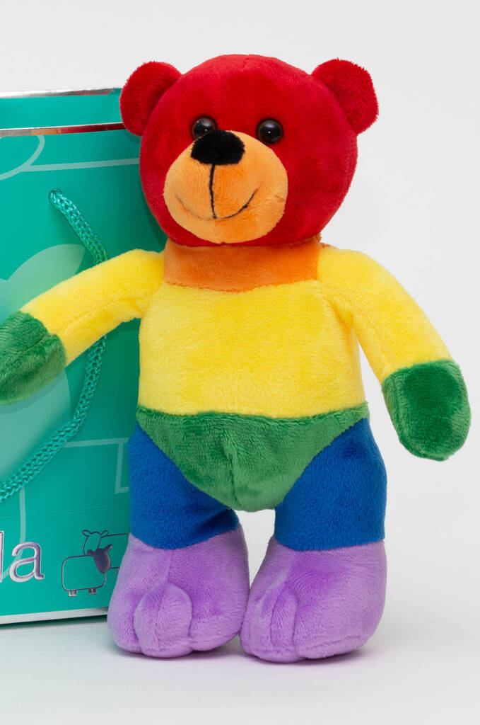 Gay Pride Love Is Love Rainbow Plush Soft Toy Bear, 1 of 2