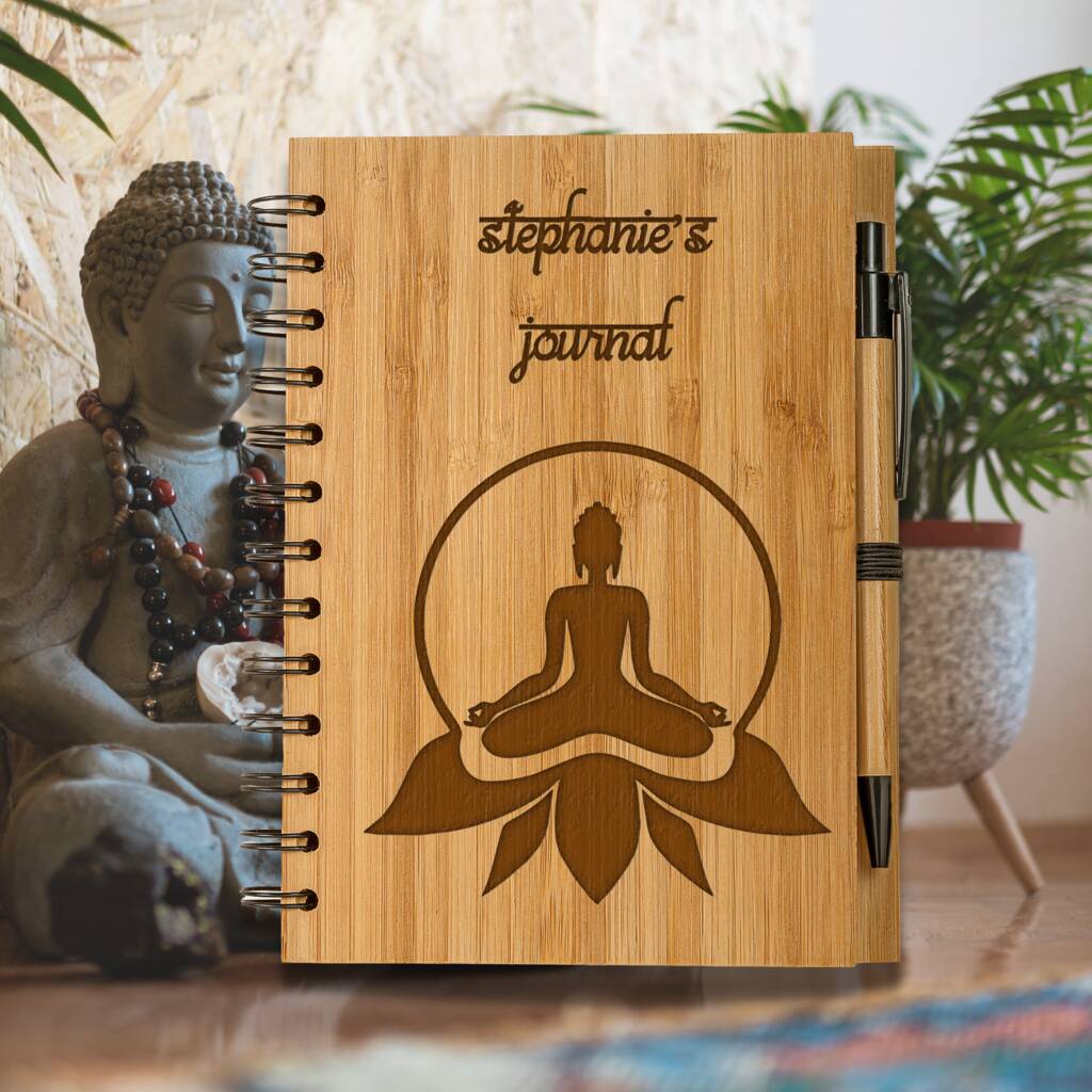 Personalised Eco Bamboo Yoga Pose Notebook, 1 of 6
