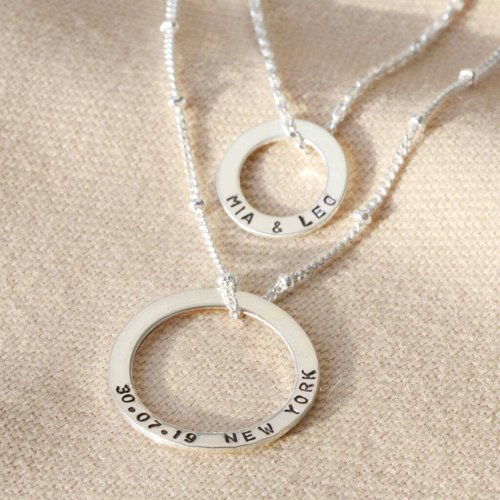 Personalised Sterling Silver Layered Hoop Necklace By Lisa Angel