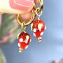 Glass Strawberry Huggie Hoops, thumbnail 1 of 7