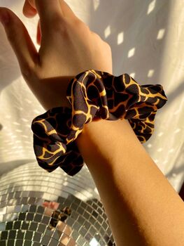 Mosaic Print Black And Gold Hair Scrunchie, 2 of 2