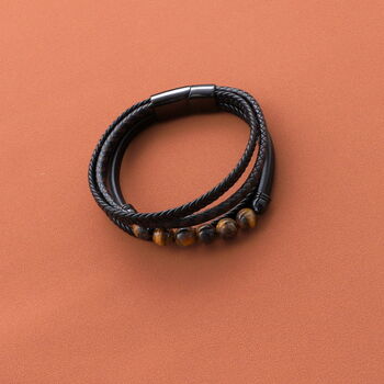 Personalised Father's Day Leather Bracelet For Dad, 3 of 10