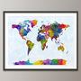 World Map Painting Art Print Blue, thumbnail 1 of 3
