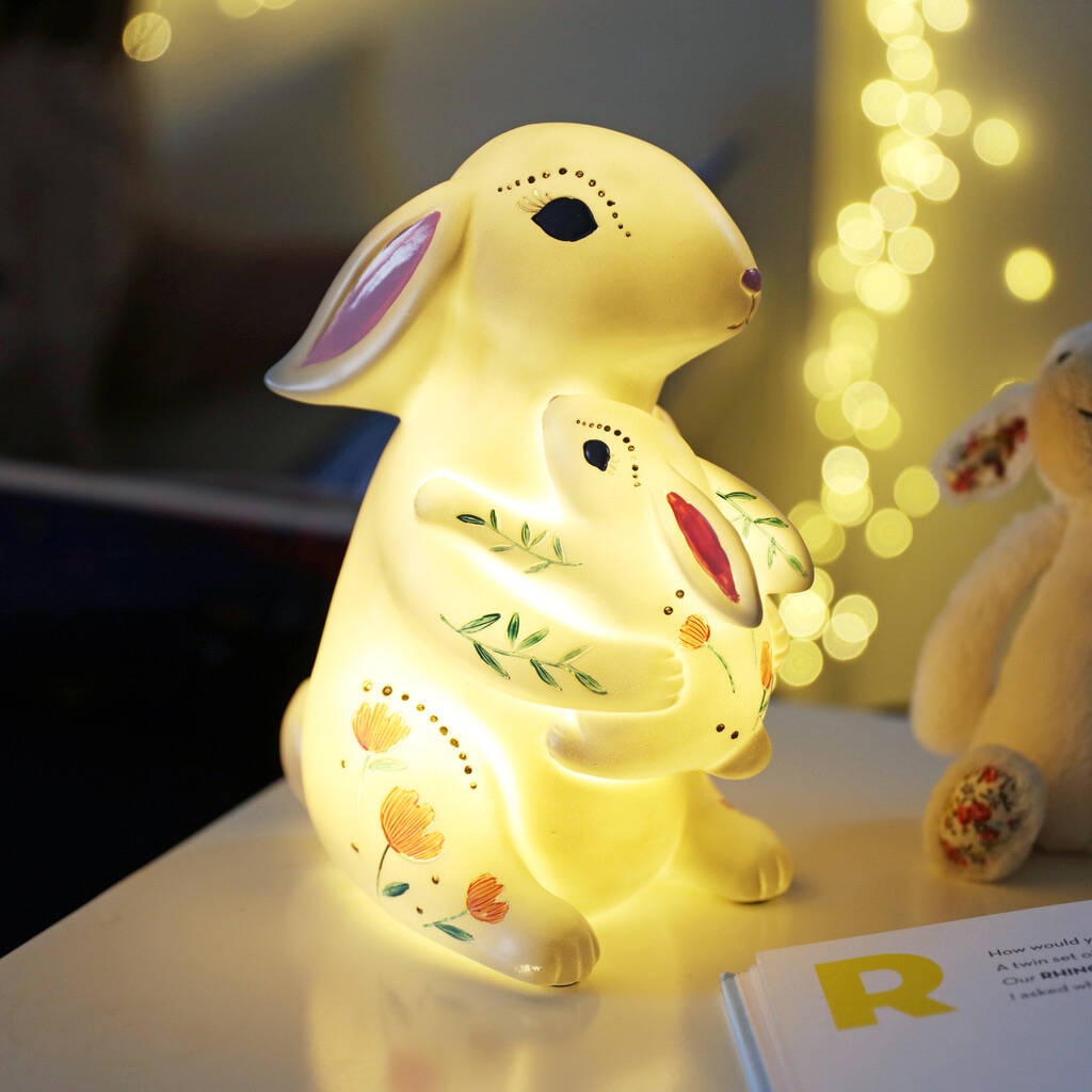 Mother And Baby Rabbit Lamp By Lisa Angel