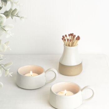 Stoneware Glazed Tea Cup Tea Light Holder, 2 of 7