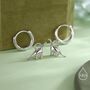 Sterling Silver Dinosaur Huggie Hoop Earrings Brachiosaurus, thumbnail 5 of 11
