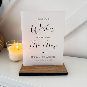 Classic Personalised Leave Your Wishes Wedding Sign Opaque Acrylic, 2 of 5