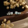 Sterling Silver Tiny Aqua Green Opal Trio Stud Earrings, thumbnail 1 of 12