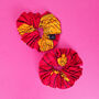Two African Print Scrunchies | Red Igbale Print, thumbnail 1 of 3