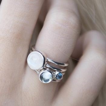 Icicle Silver Stacking Rings With Moonstone And Topaz, 2 of 7