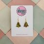 Green And Red Christmas Tree Glitter Resin Earrings / Traditional Holiday Jewellery / Christmas Gift / Secret Santa Gift, thumbnail 6 of 10