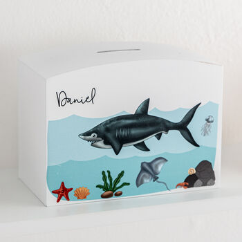 Personalised Shark Ocean Themed Money Pot, 2 of 4