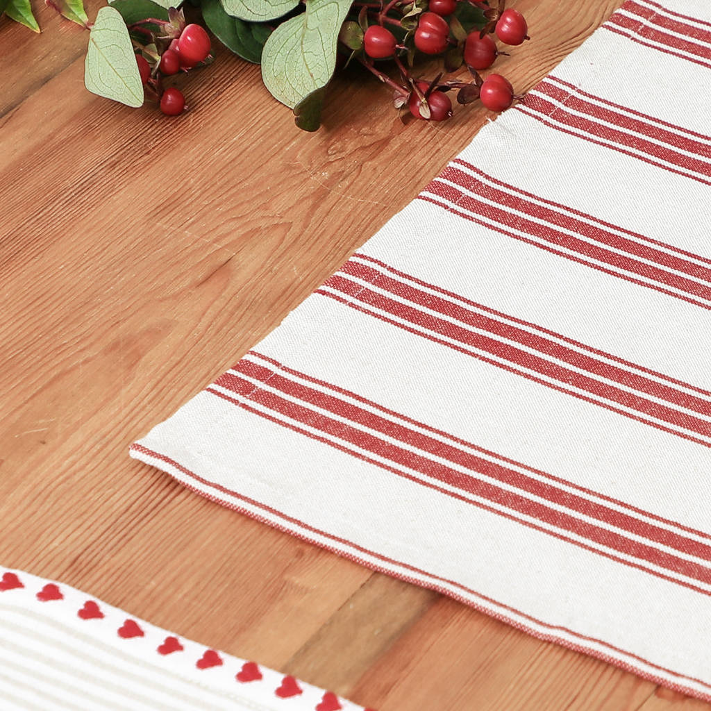 french country style red stripe fabric placemats by dibor