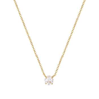 9ct Solid Gold Solitaire Cz Necklace, 3 of 5