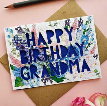 Happy Birthday Grandma Or Nanny Paper Cut Card, 2 of 2